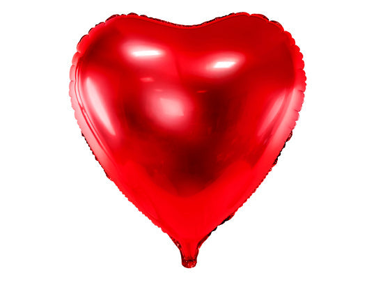 Folieballong - Hjerteformet, Rød