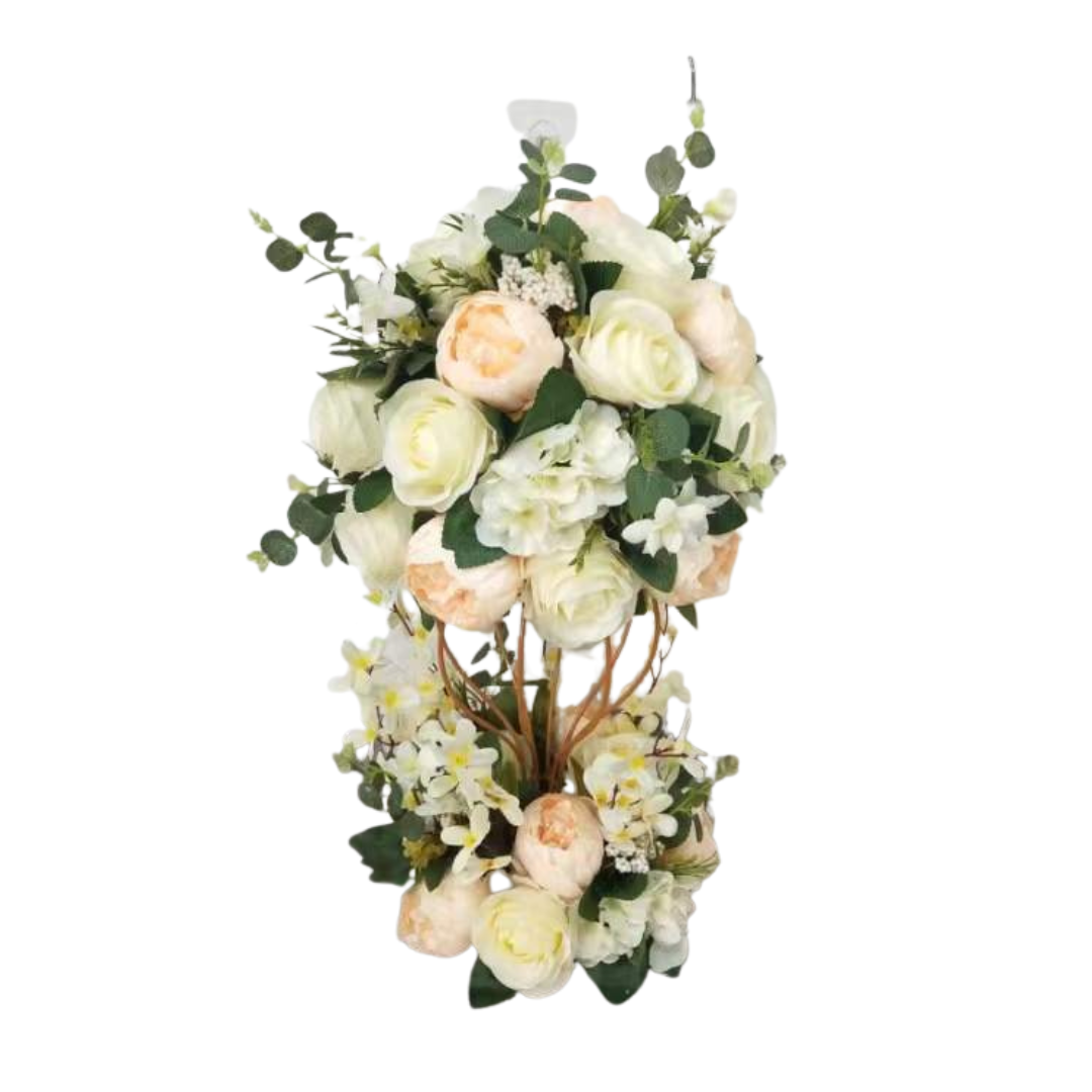 Utleie- Blomsterpynt med stativ, Kremhvit og fersken