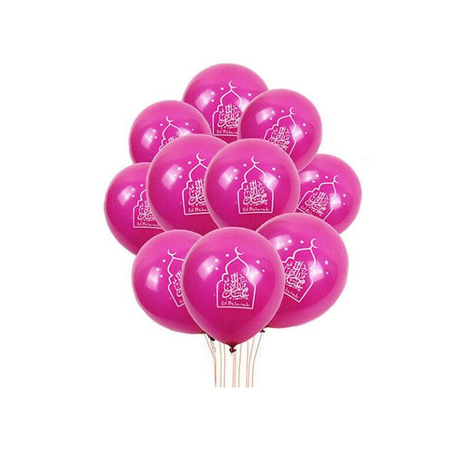 Latex ballonger - Eid mubarak Rosa med Moskee (10stk)