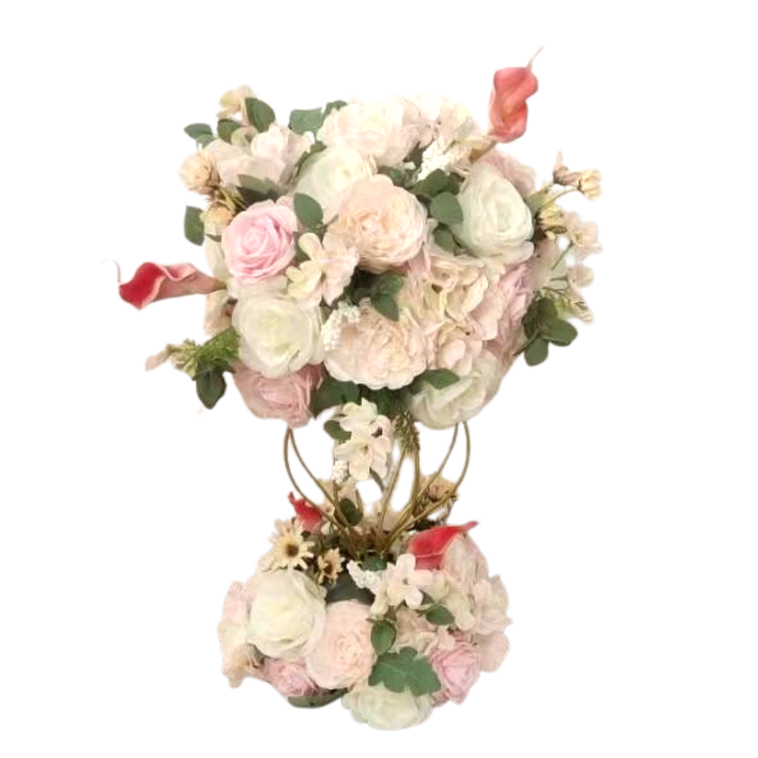 Utleie- Blomsterpynt med stativ, Rosa nyanser