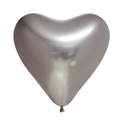 Hjerteballonger Sølv med speileffekt