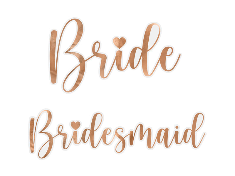 Glassklistremerker ''Bride & Bridesmaid'' - Rosegull