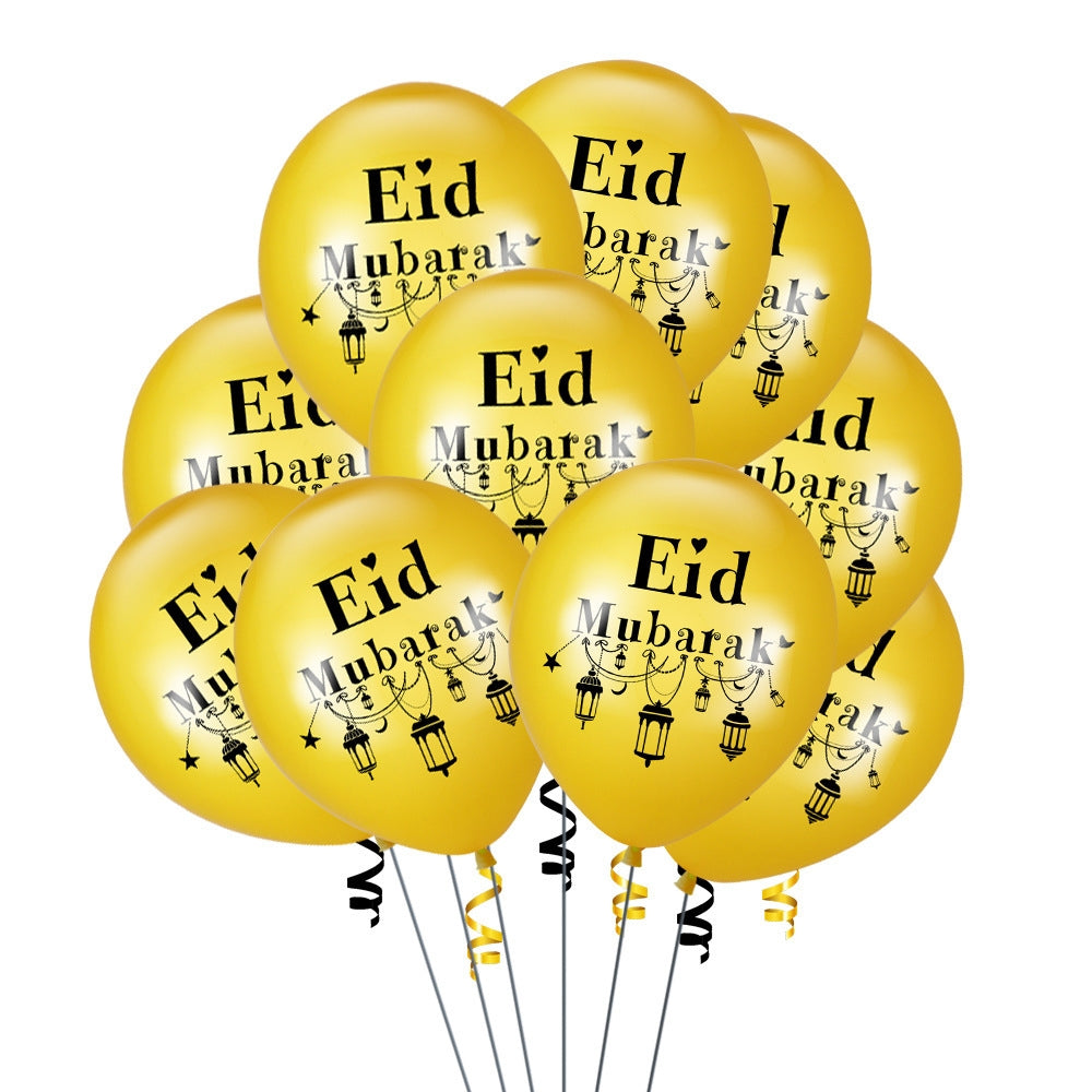 Eid Mubarak, Latex Ballonger, Gull- A 10 stk