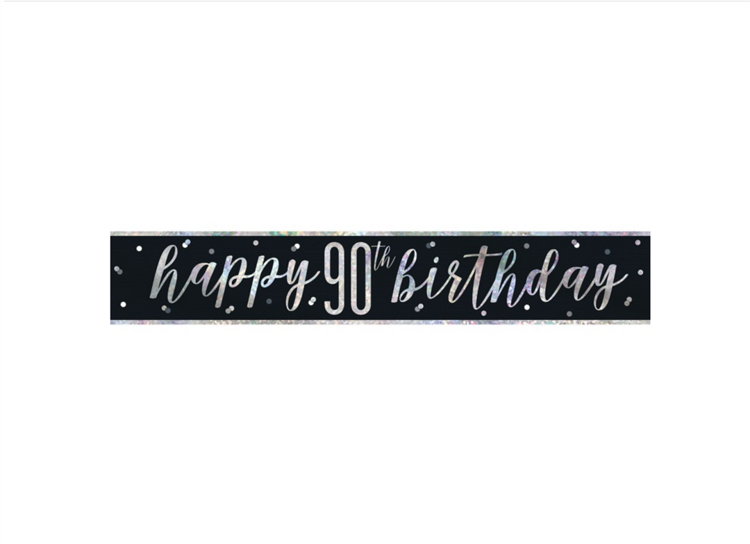 Sash - Happy 90th Birthday Svart & Sølv
