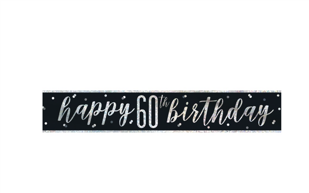 Sash - Happy 60th Birthday Svart & Sølv
