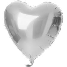 Folieballong - Hjerteformet, Sølv 45 cm