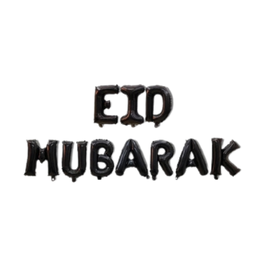 Eid Mubarak, Text Folie Ballong, Svart
