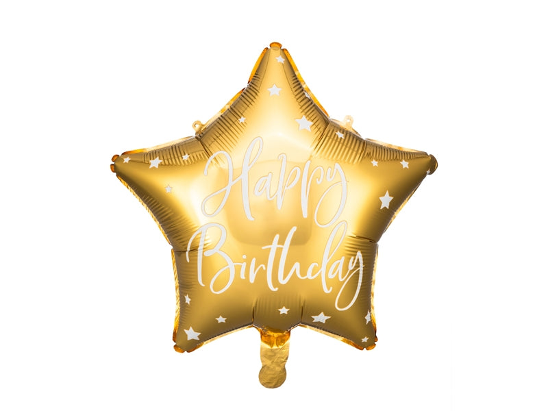 Folieballong - Stjerneformet, Happy Birthday