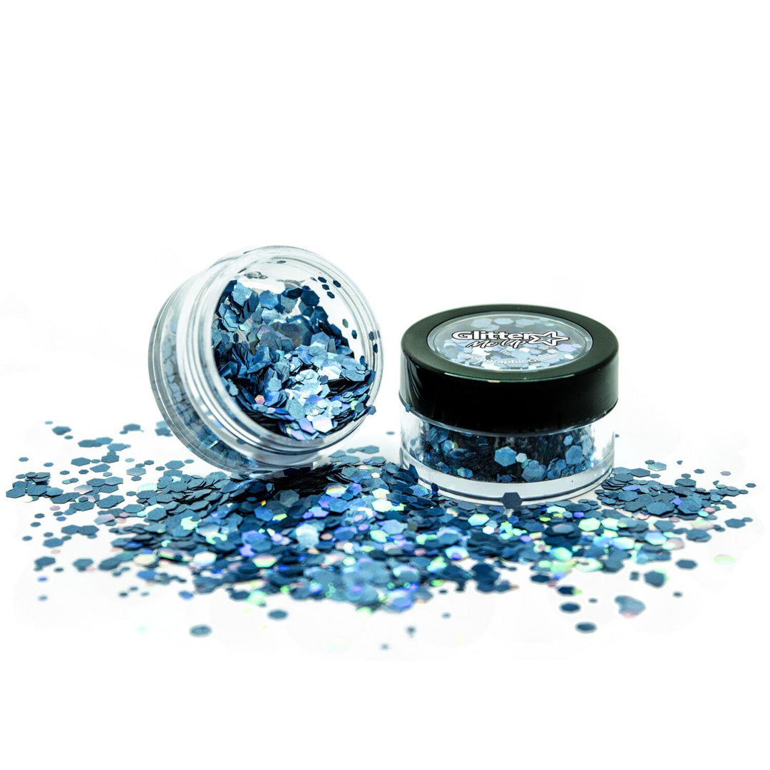 Glitter holografisk chunky - Cosmic blå
