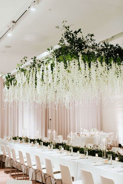Utleie - Kunstig Wisteria, Hengende Blomster, Hvit
