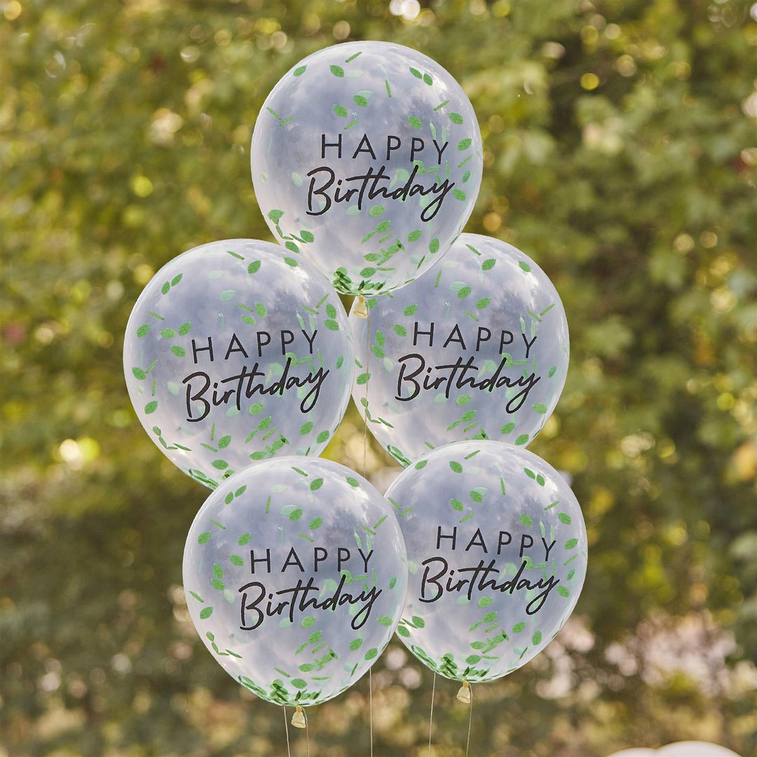 Konfettiballonger grønn - Happy birthday