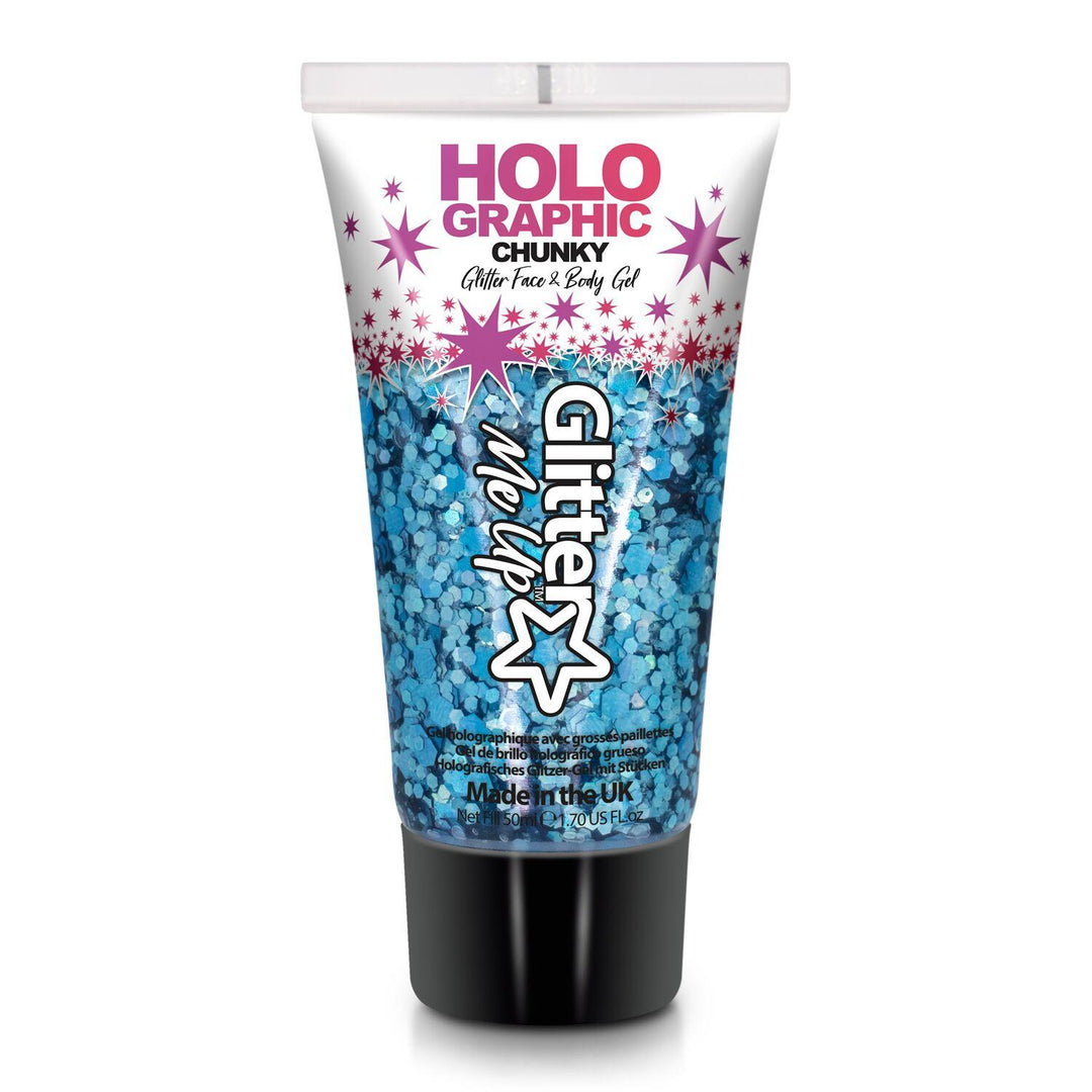 Holografisk blå glitter - Kropp og ansikt