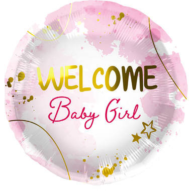 Folieballong Rosa - Welcome Baby Girl