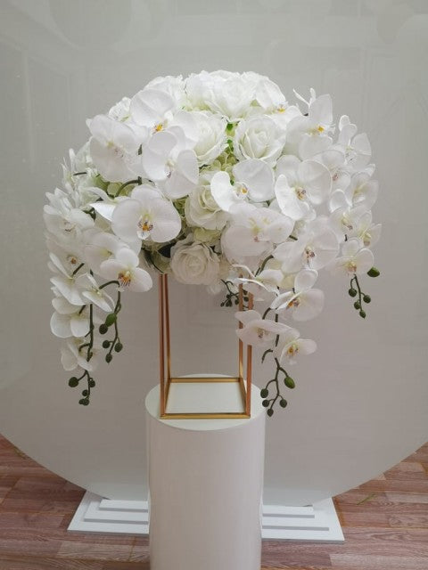 Leie Kunstige Blomster, Roser med Orkide, Hvit
